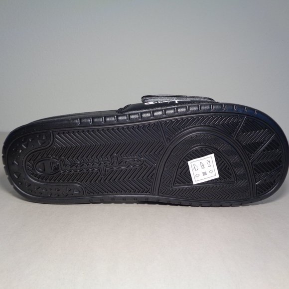 Champion Size 12 M LOGO SLIDE Black Sandals New Men's Shoes - Picture 11 of 15